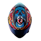 Casco Shaft Pro 610Dv Evo The Reptule Negro Rojo Visor Iridium Azul